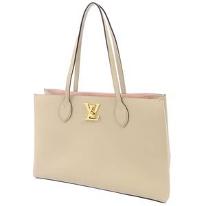 Louis Vuitton LockMe Shopper Shoulder Bag Grain Leather White Pink